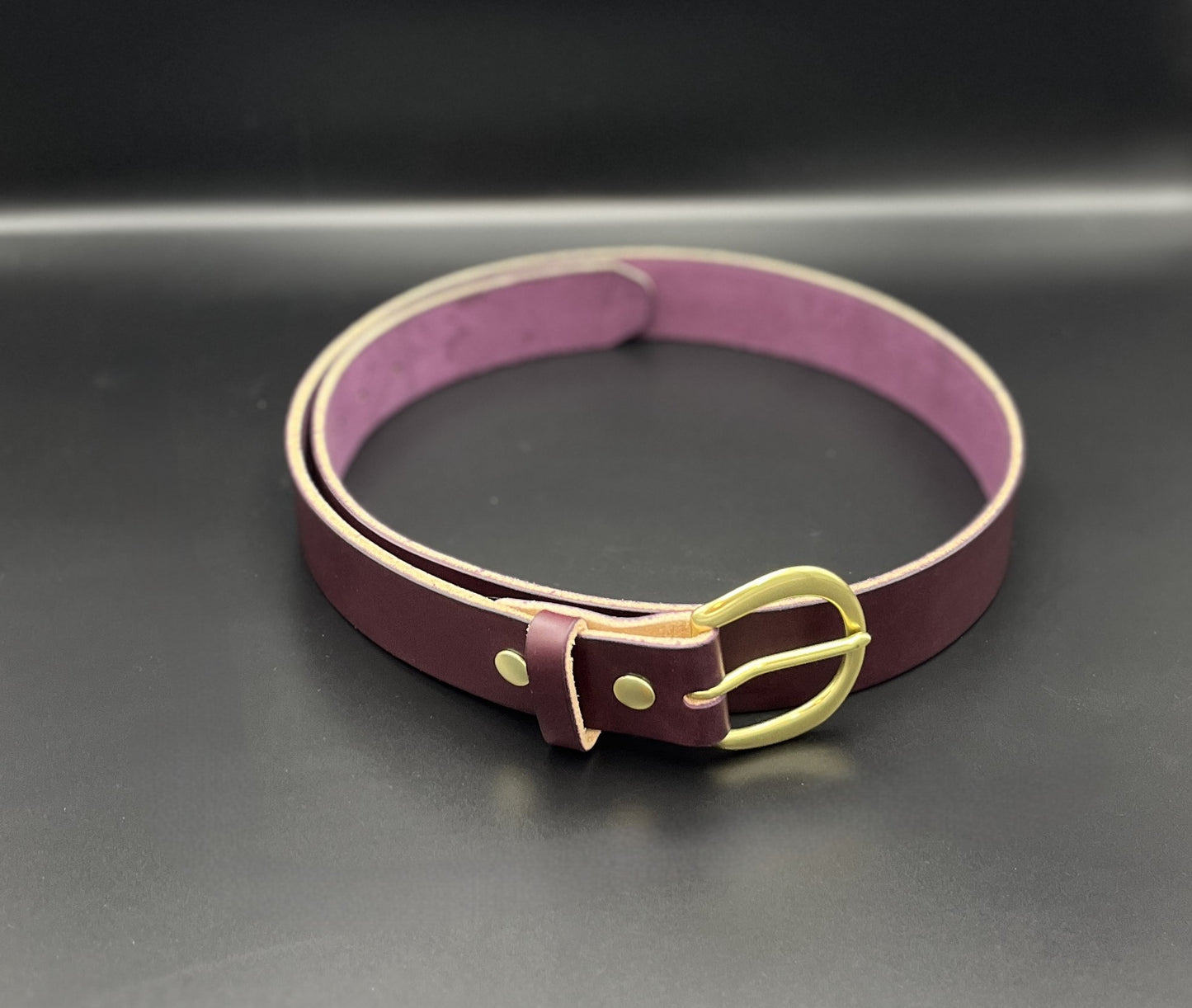1-1/2" Leather Belt - Eggplant