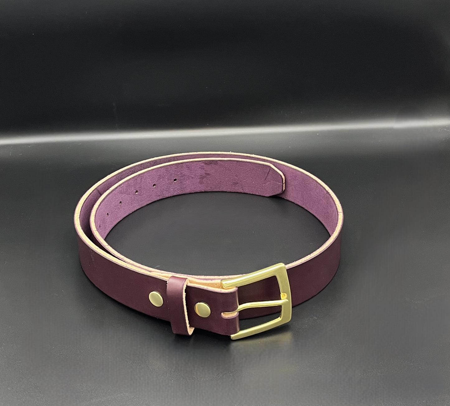 1-1/2" Leather Belt - Eggplant