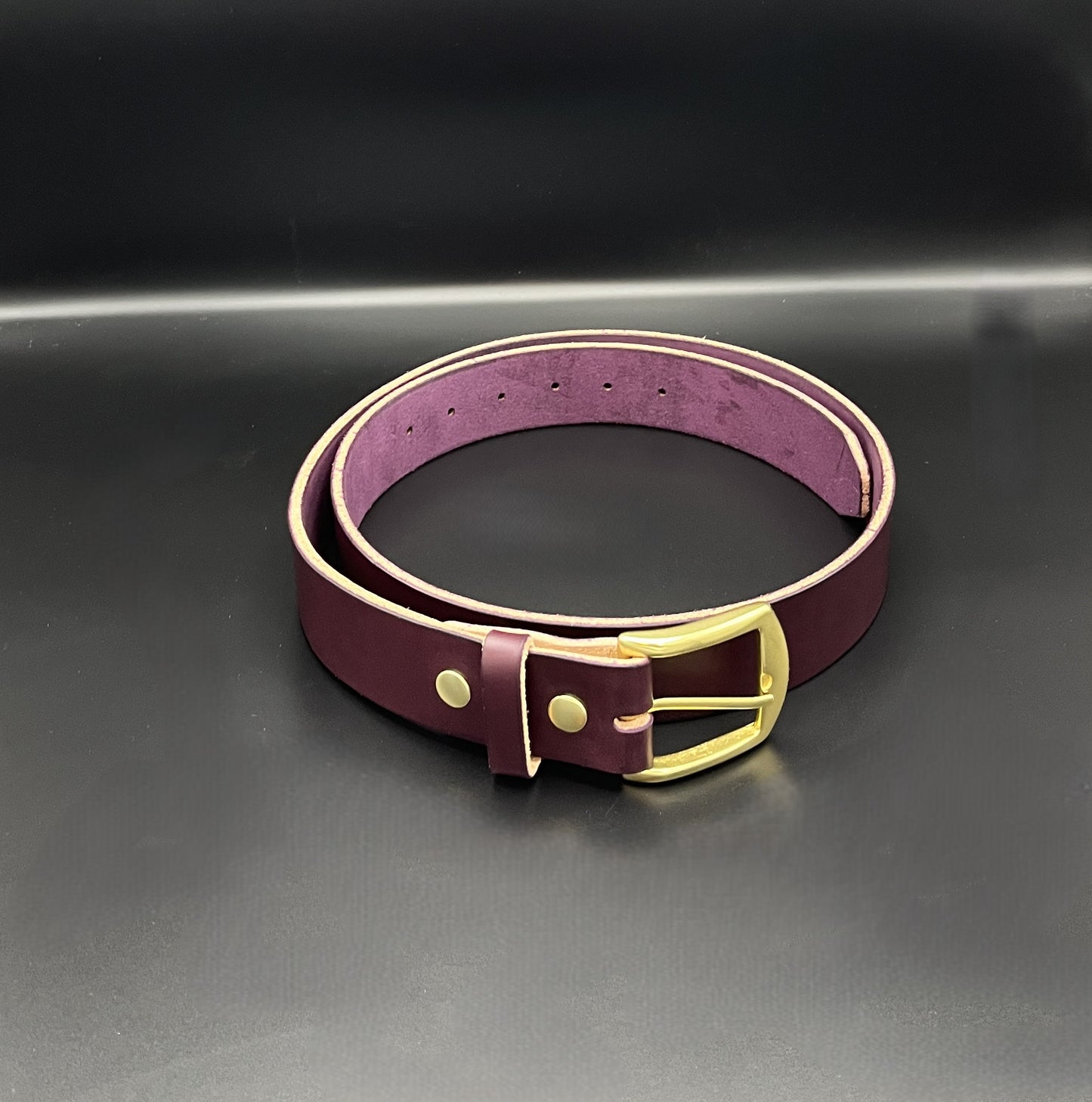 1-1/2" Leather Belt - Eggplant