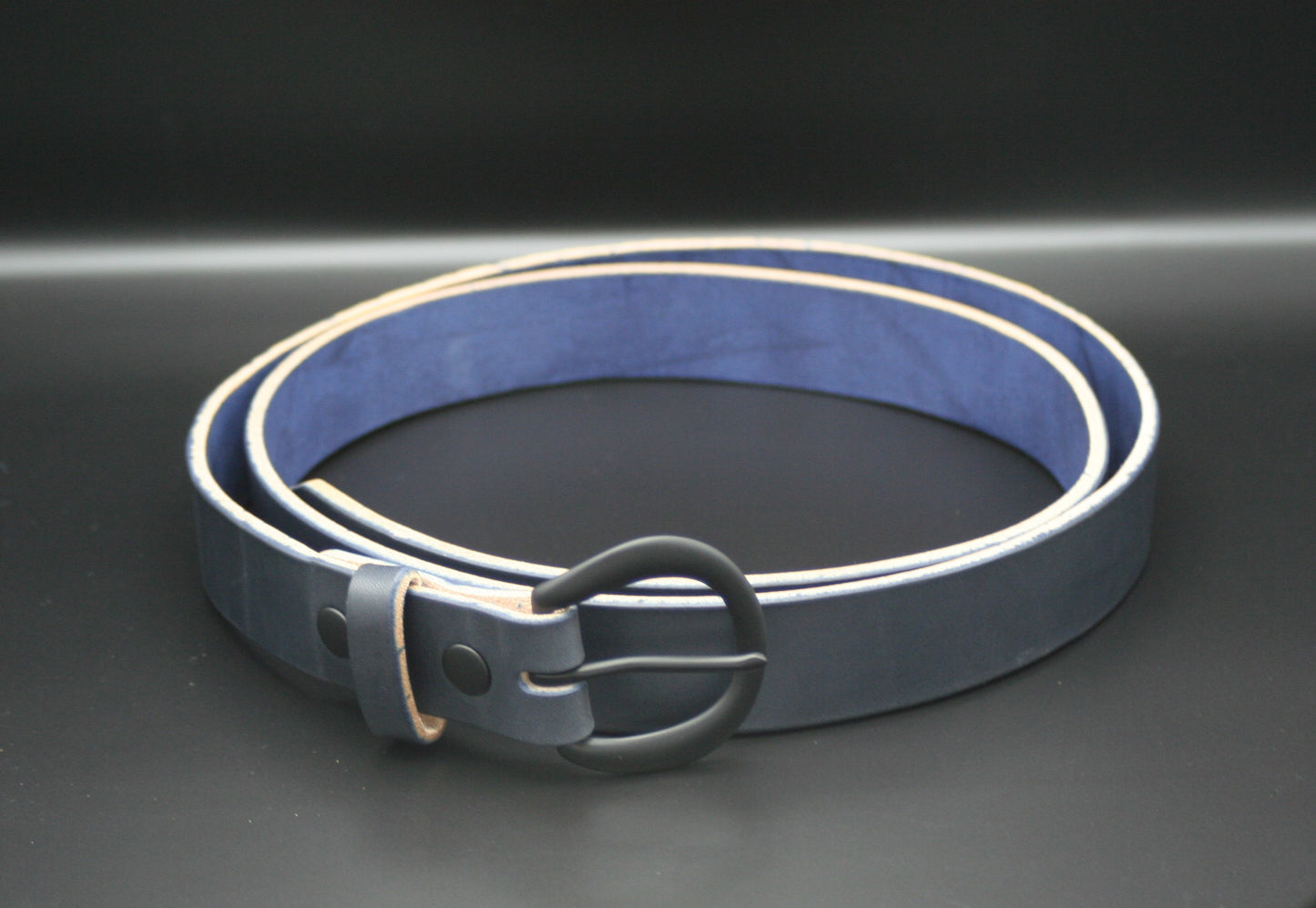 1-1/4" Leather Belt - Navy