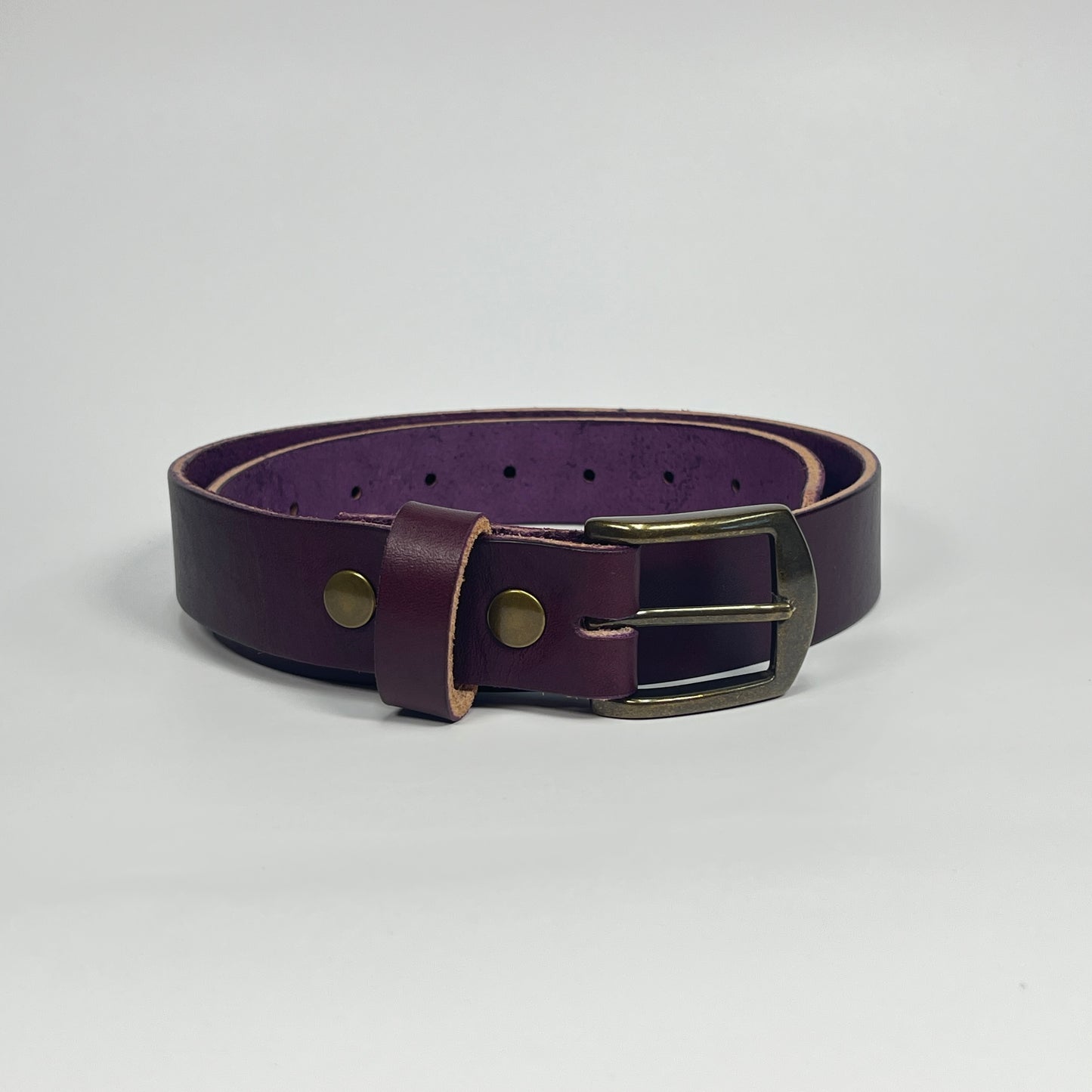 1-1/4" Leather Belt - Eggplant