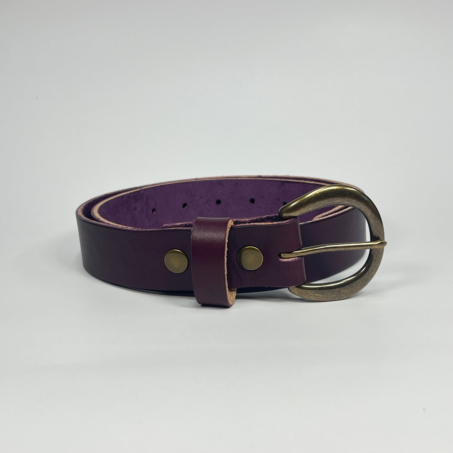 1-1/4" Leather Belt - Eggplant