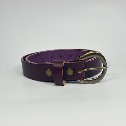 1-1/4" Leather Belt - Eggplant