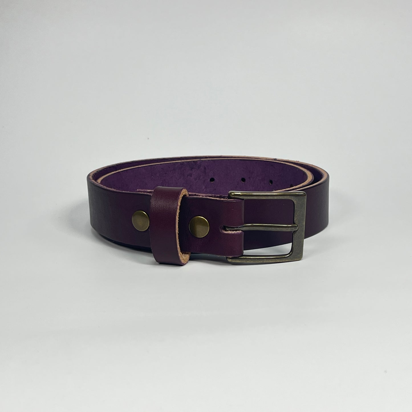 1-1/4" Leather Belt - Eggplant