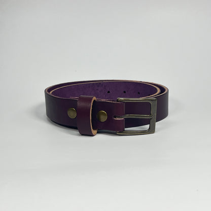 1-1/4" Leather Belt - Eggplant
