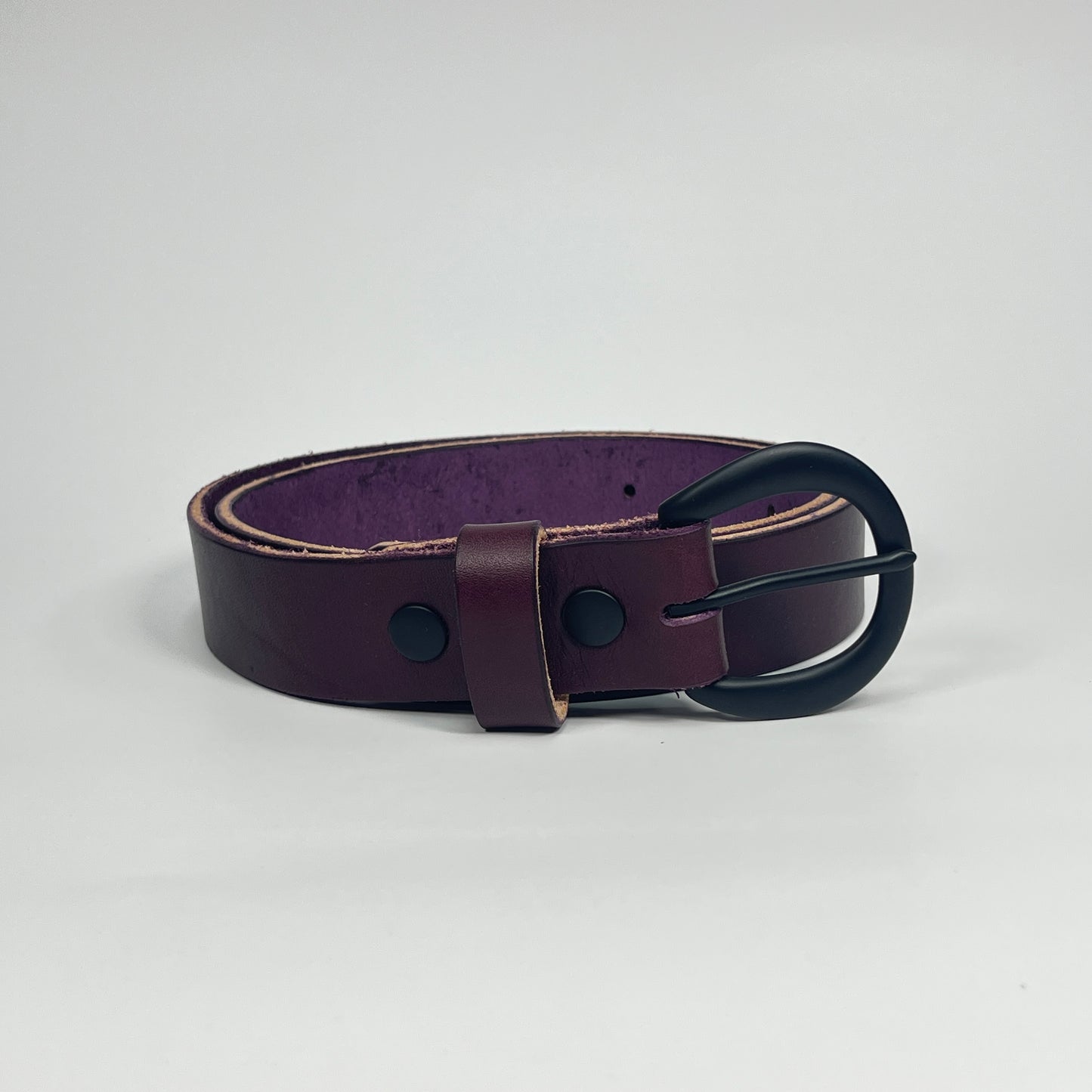 1-1/4" Leather Belt - Eggplant