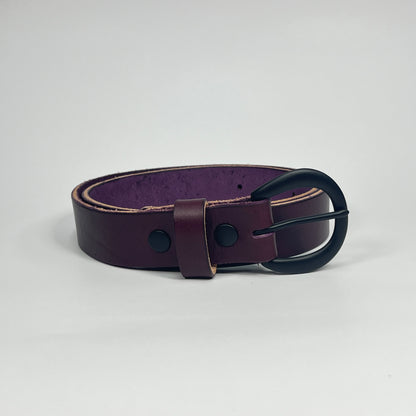 1-1/4" Leather Belt - Eggplant
