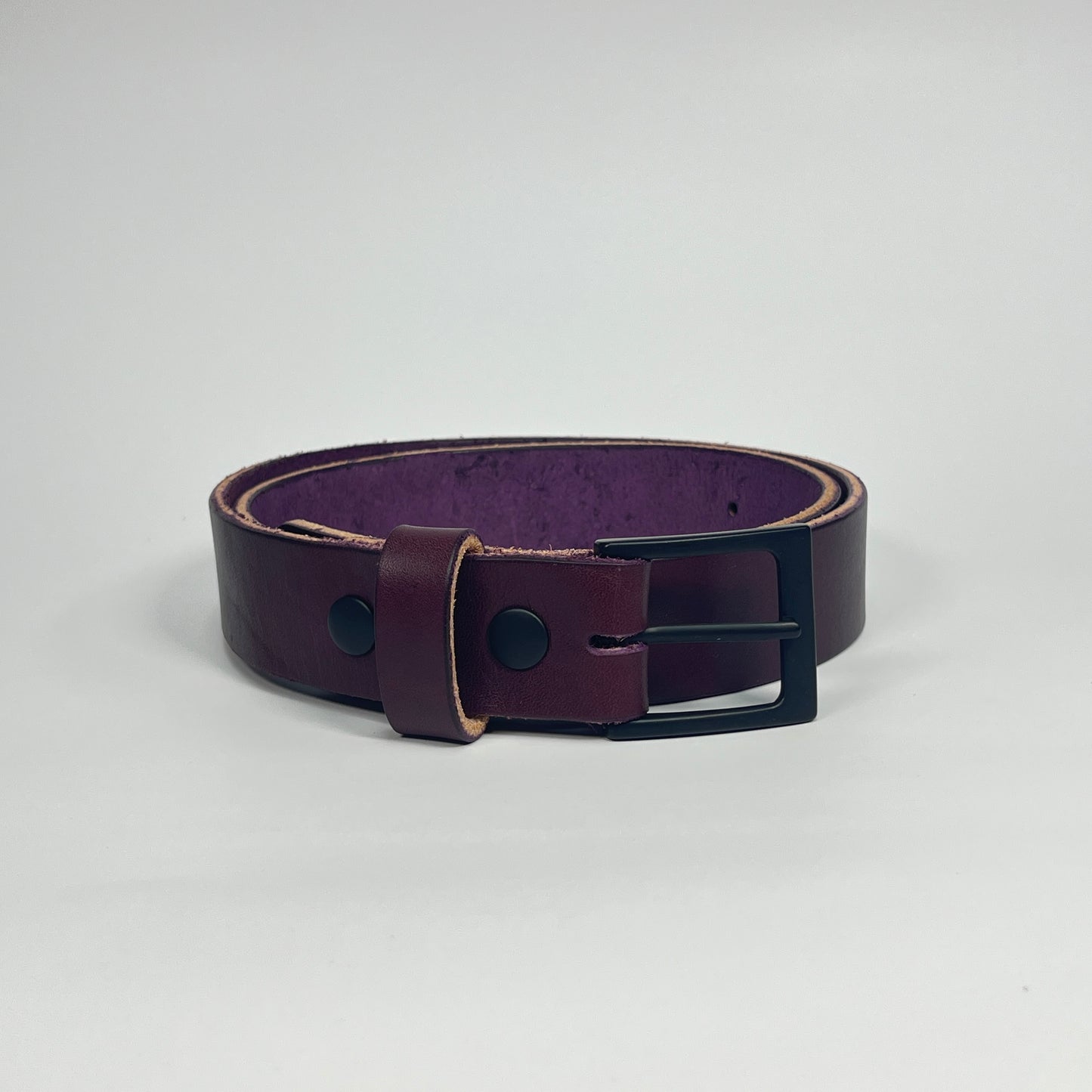 1-1/4" Leather Belt - Eggplant