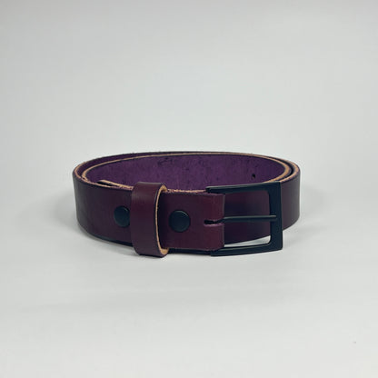 1-1/4" Leather Belt - Eggplant