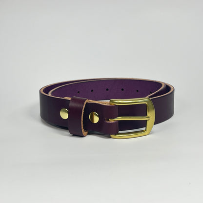 1-1/4" Leather Belt - Eggplant