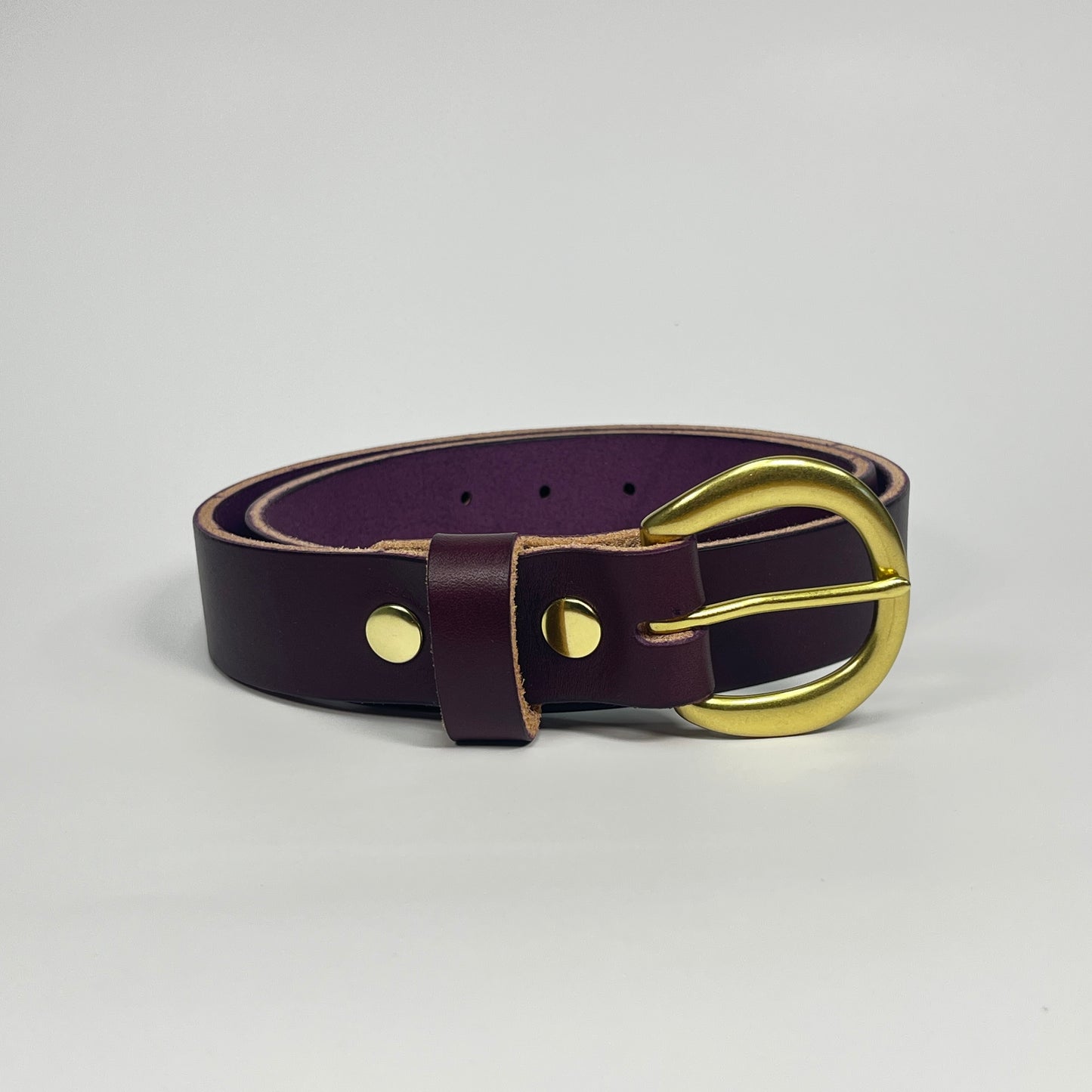 1-1/4" Leather Belt - Eggplant