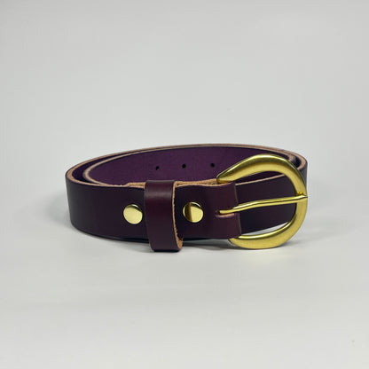 1-1/4" Leather Belt - Eggplant