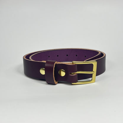 1-1/4" Leather Belt - Eggplant