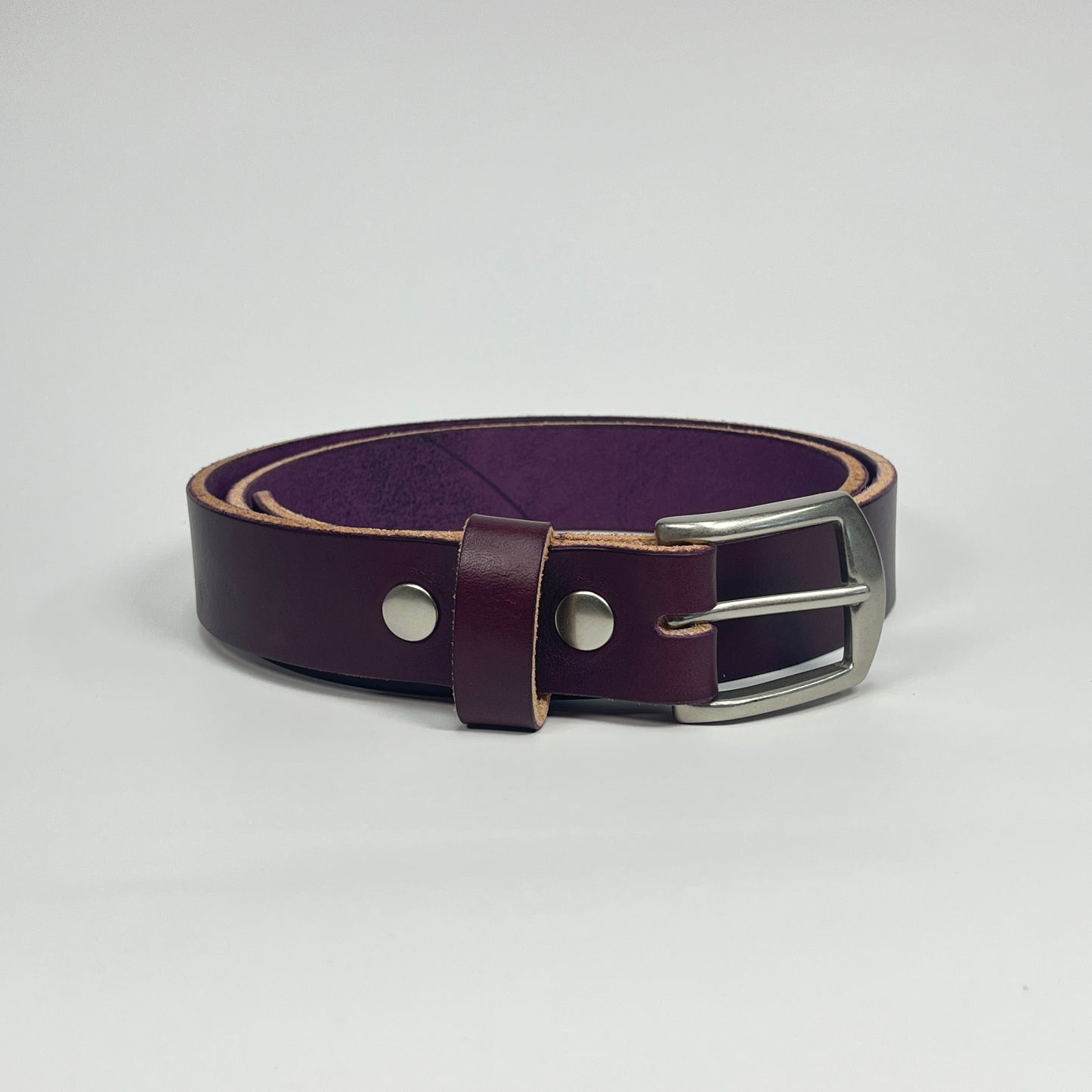 1-1/4" Leather Belt - Eggplant