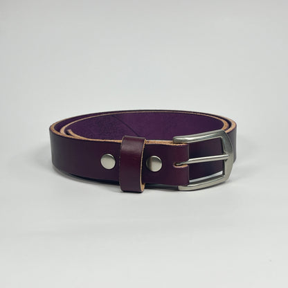 1-1/4" Leather Belt - Eggplant