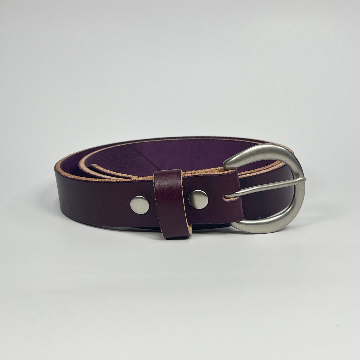 1-1/4" Leather Belt - Eggplant