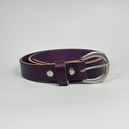 1-1/4" Leather Belt - Eggplant
