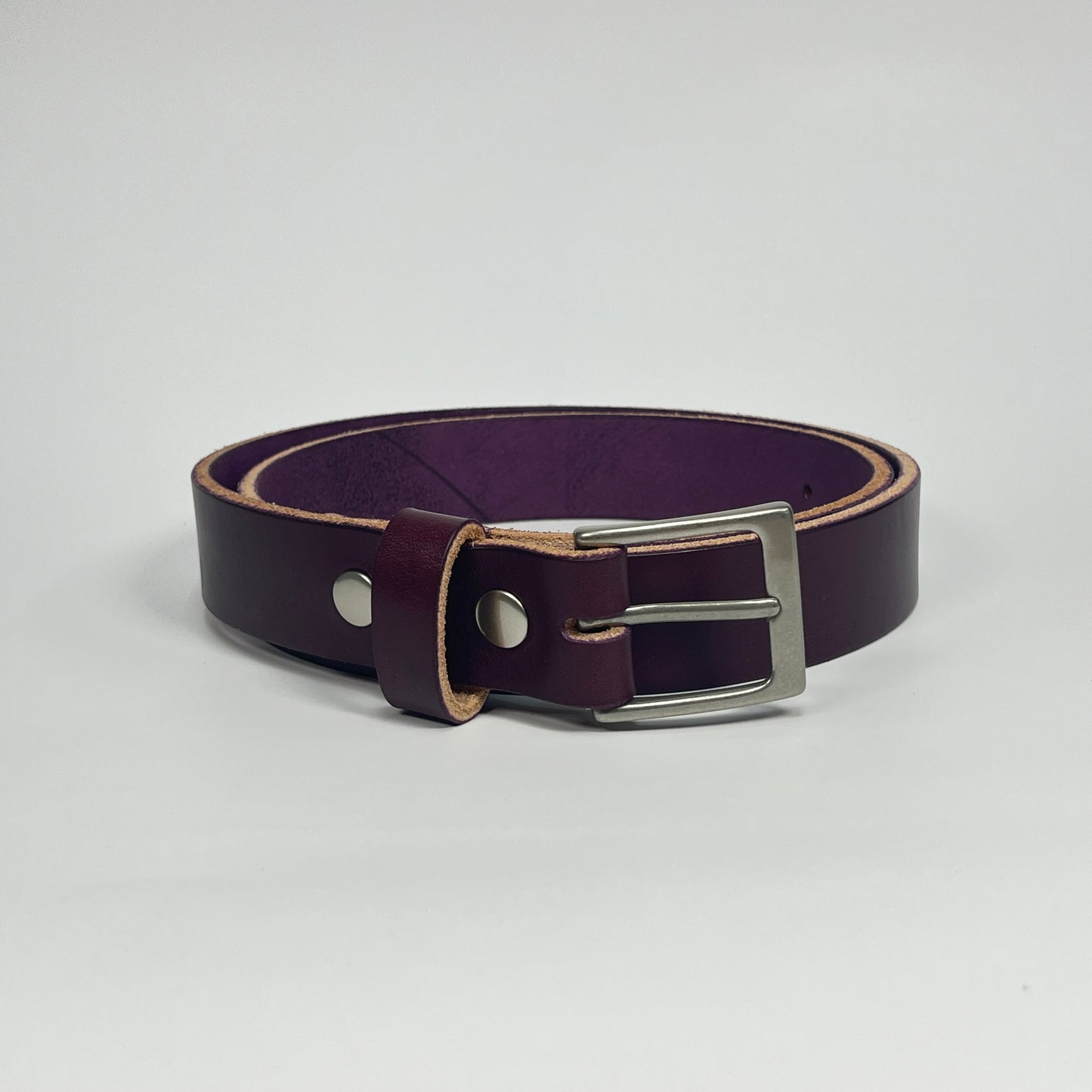 1-1/4" Leather Belt - Eggplant