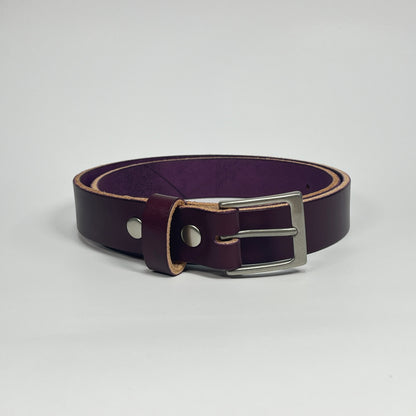 1-1/4" Leather Belt - Eggplant