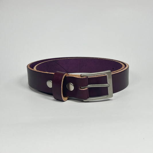 1-1/4" Leather Belt - Eggplant