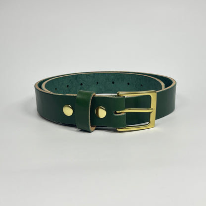 1-1/4" Leather Belt - Green