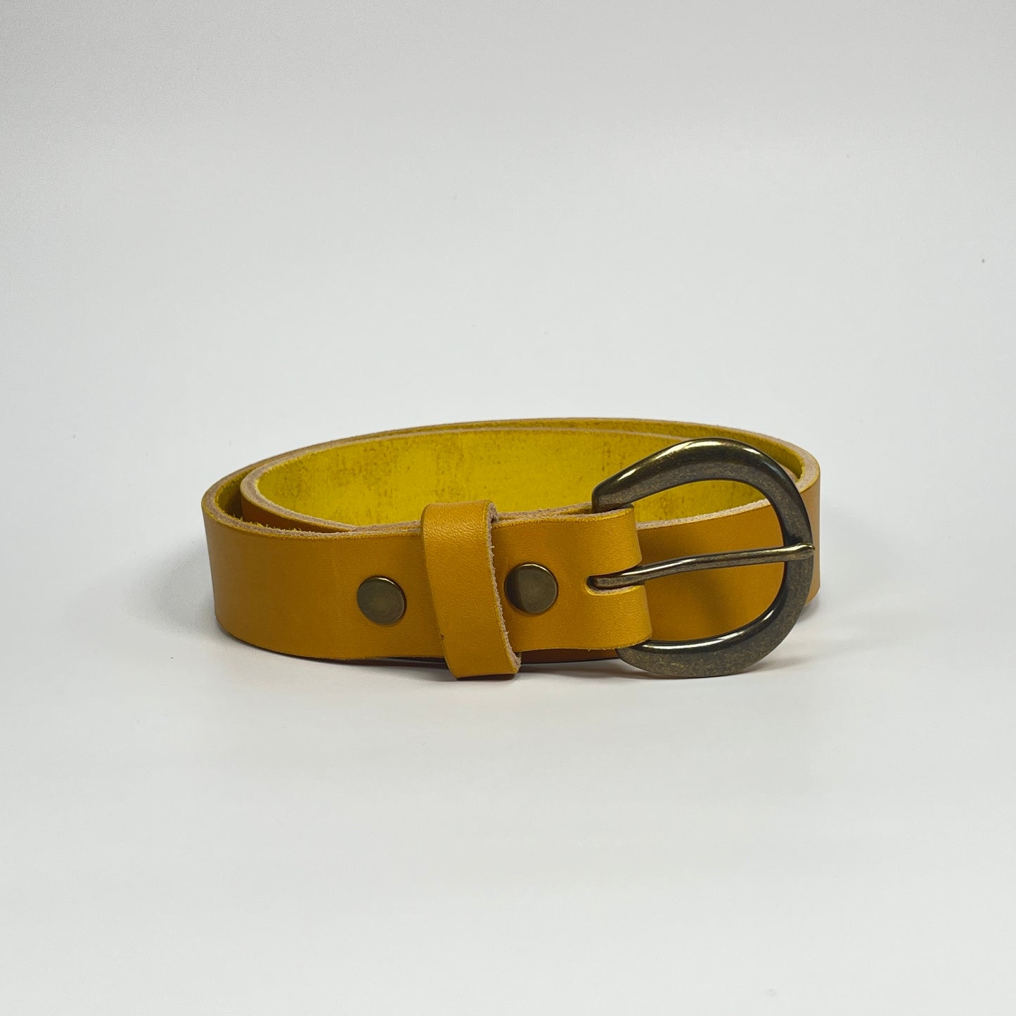1-1/4" Leather Belt - Mustard