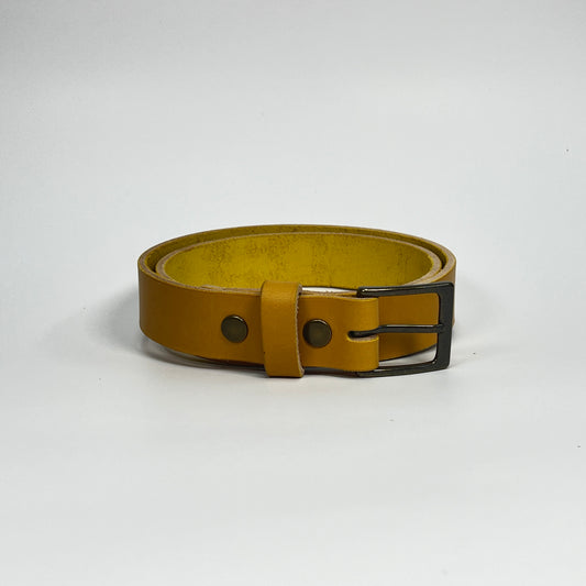 1-1/4" Leather Belt - Mustard