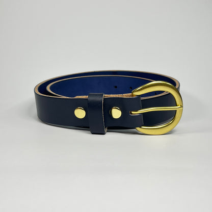 1-1/4" Leather Belt - Navy