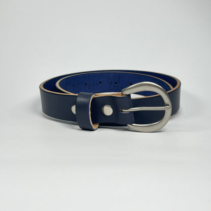 1-1/4" Leather Belt - Navy