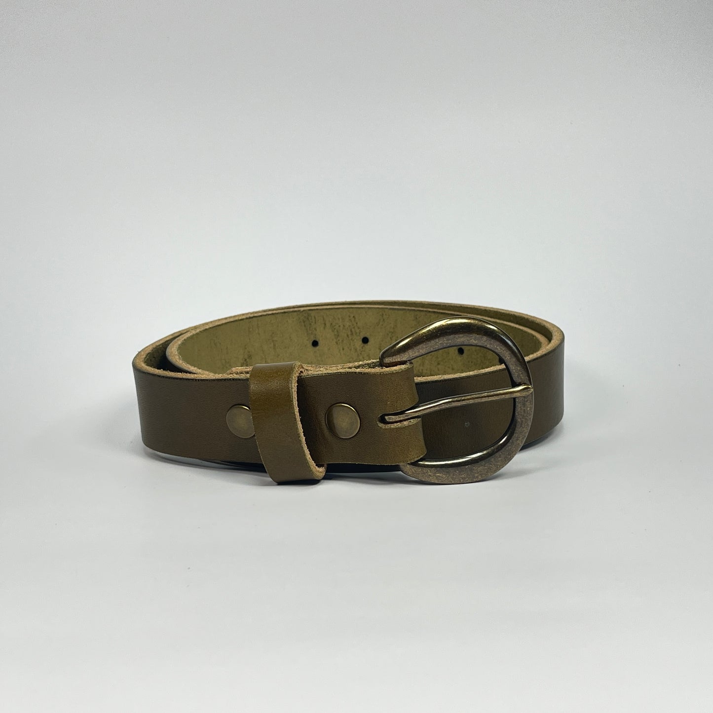 1-1/4" Leather Belt - Olive