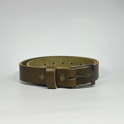 1-1/4" Leather Belt - Olive
