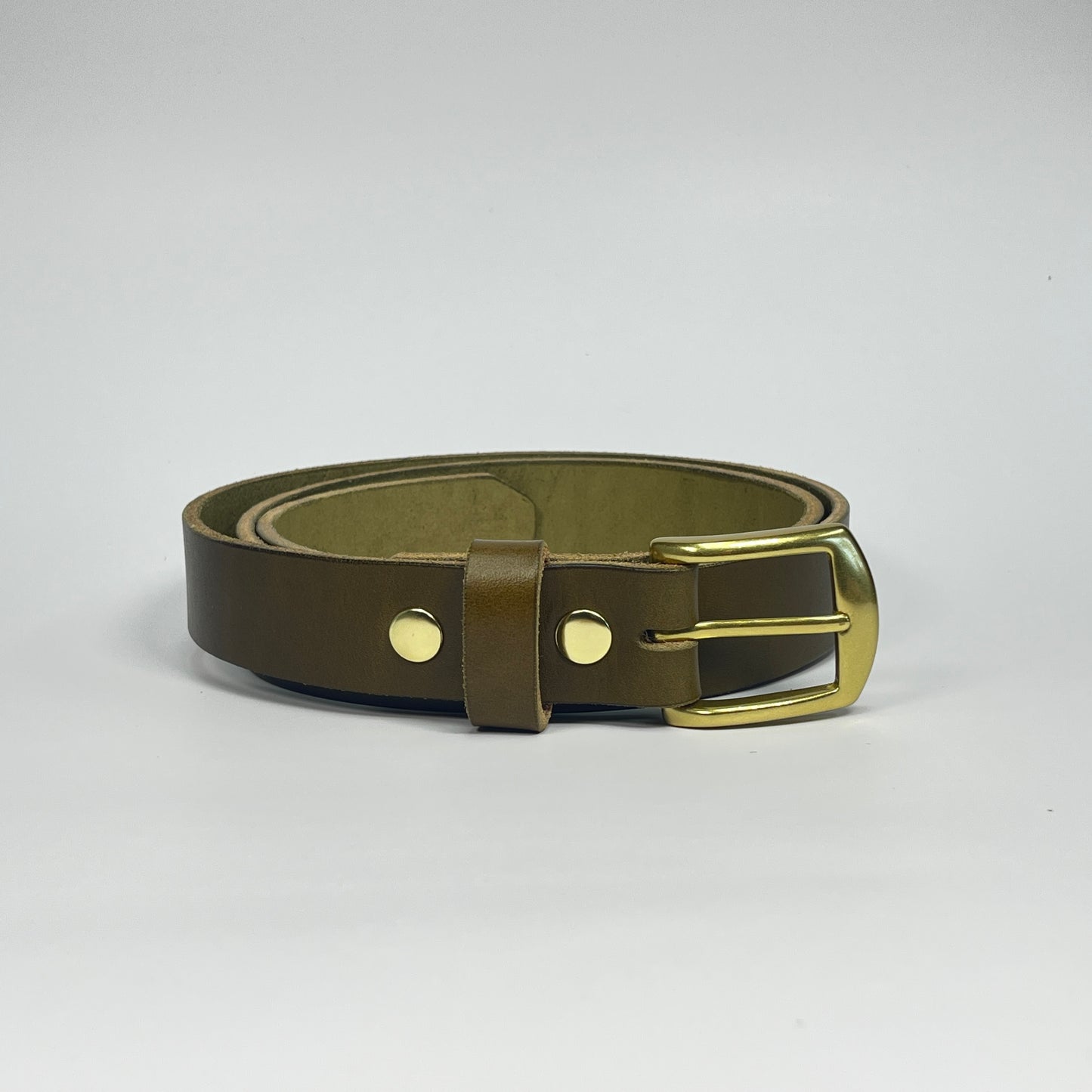 1-1/4" Leather Belt - Olive