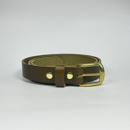 1-1/4" Leather Belt - Olive