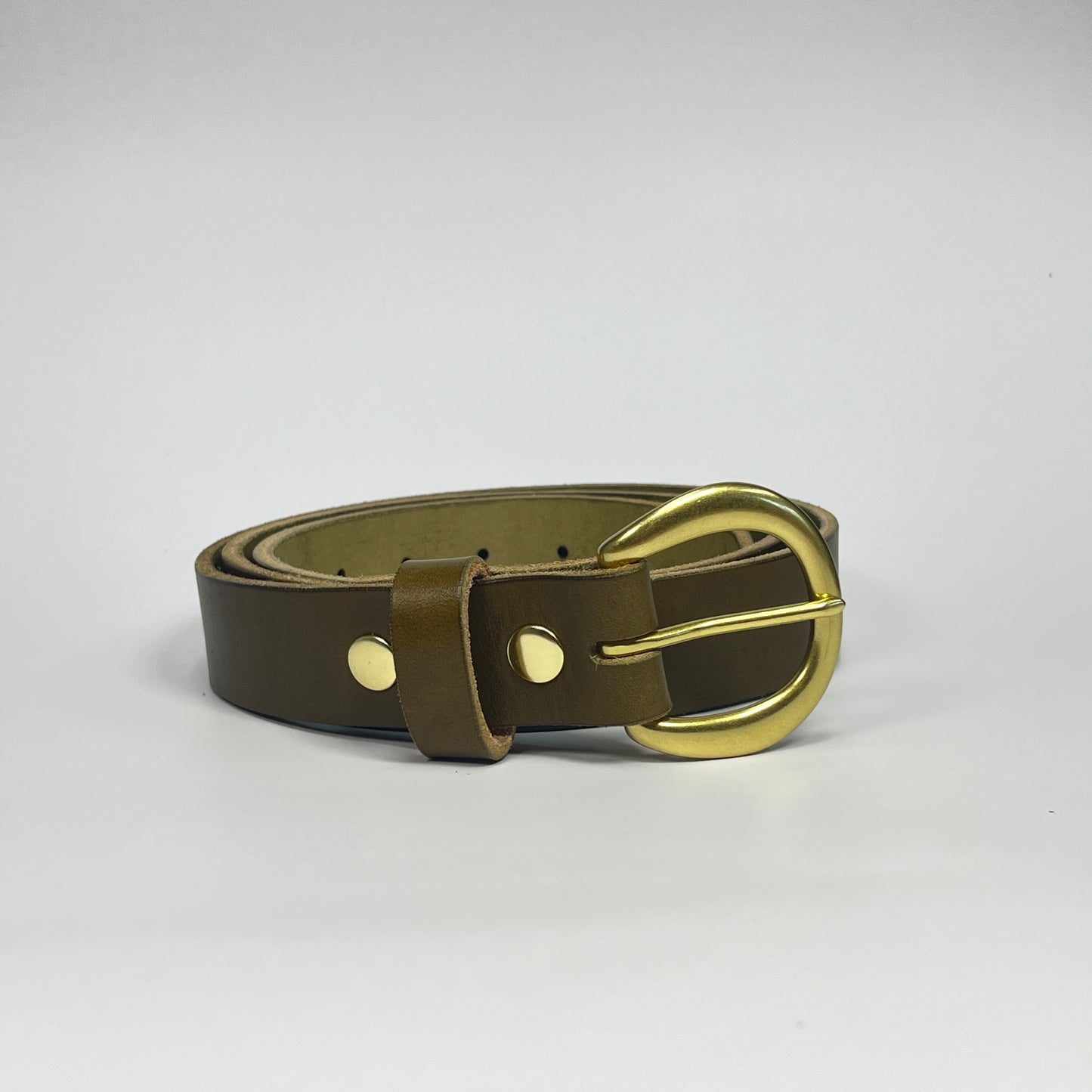 1-1/4" Leather Belt - Olive
