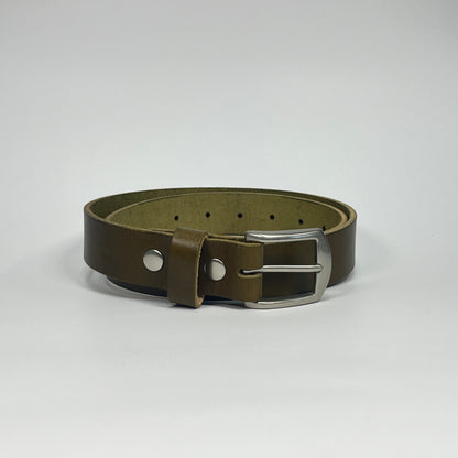 1-1/4" Leather Belt - Olive