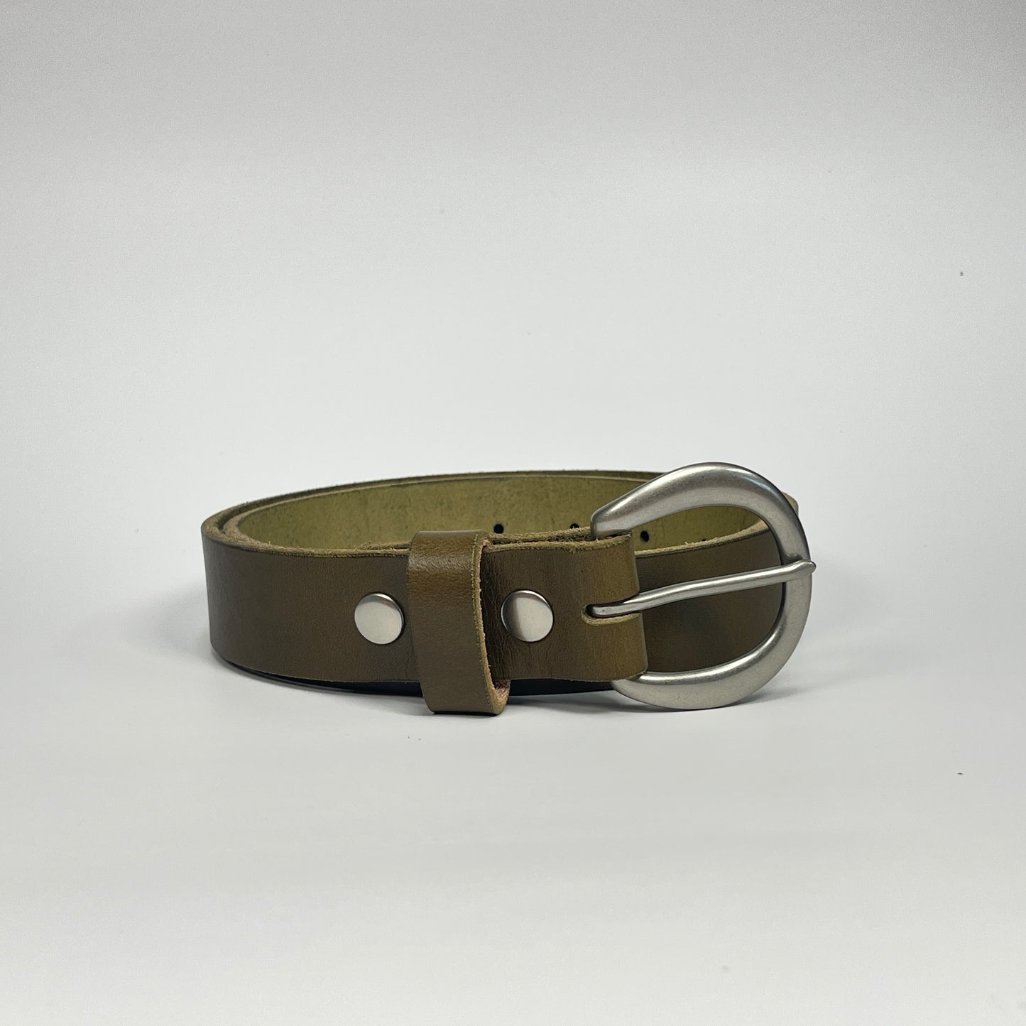 1-1/4" Leather Belt - Olive