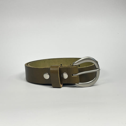 1-1/4" Leather Belt - Olive