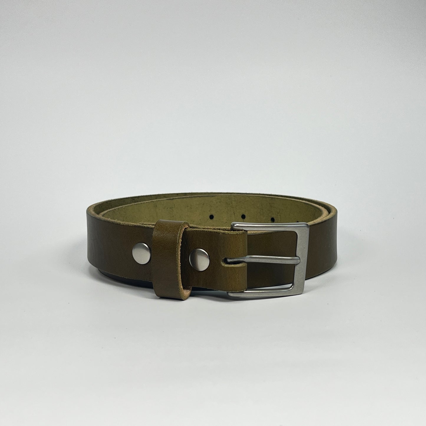 1-1/4" Leather Belt - Olive