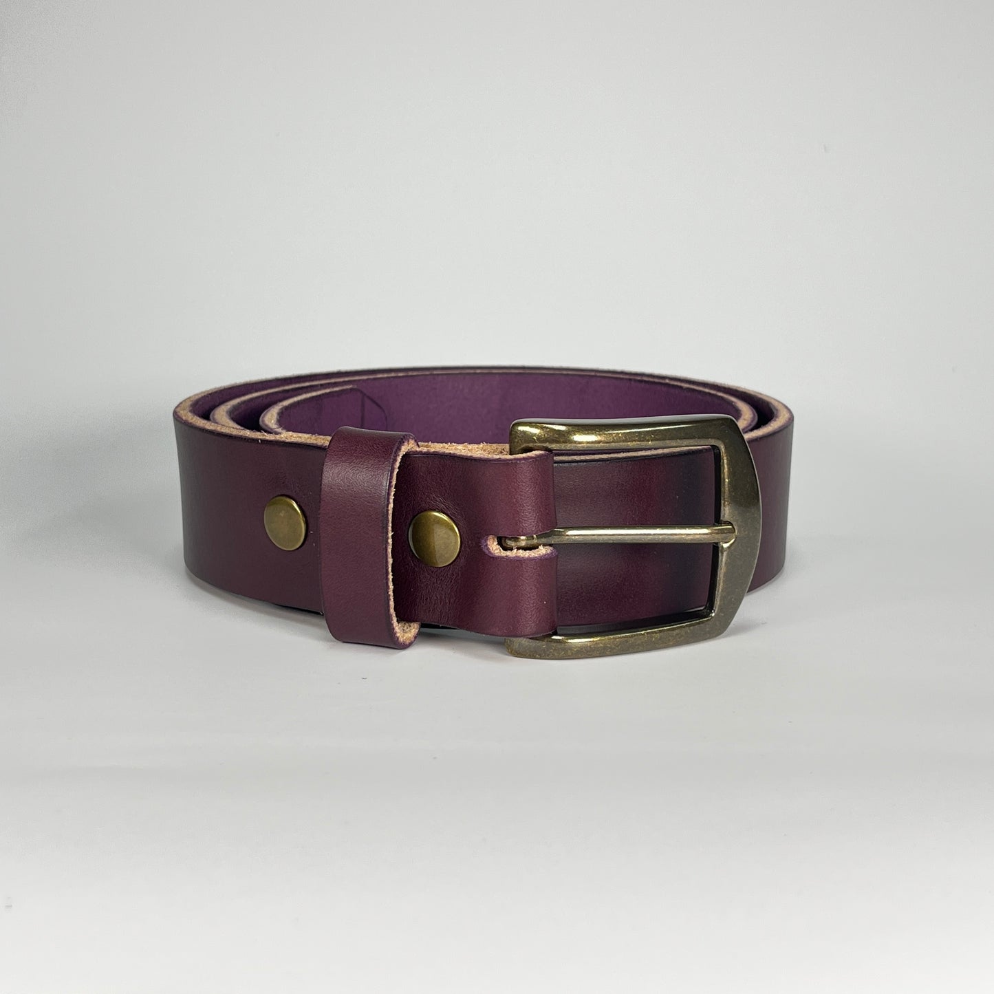 1-1/2" Leather Belt - Eggplant