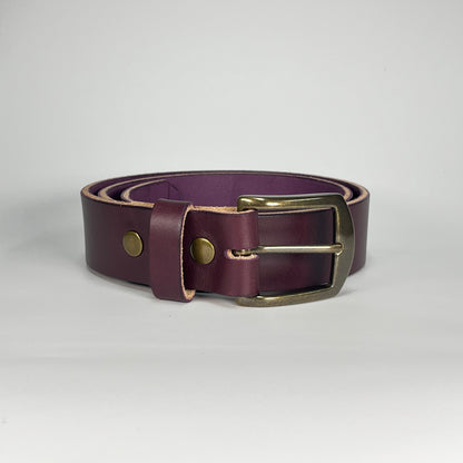 1-1/2" Leather Belt - Eggplant