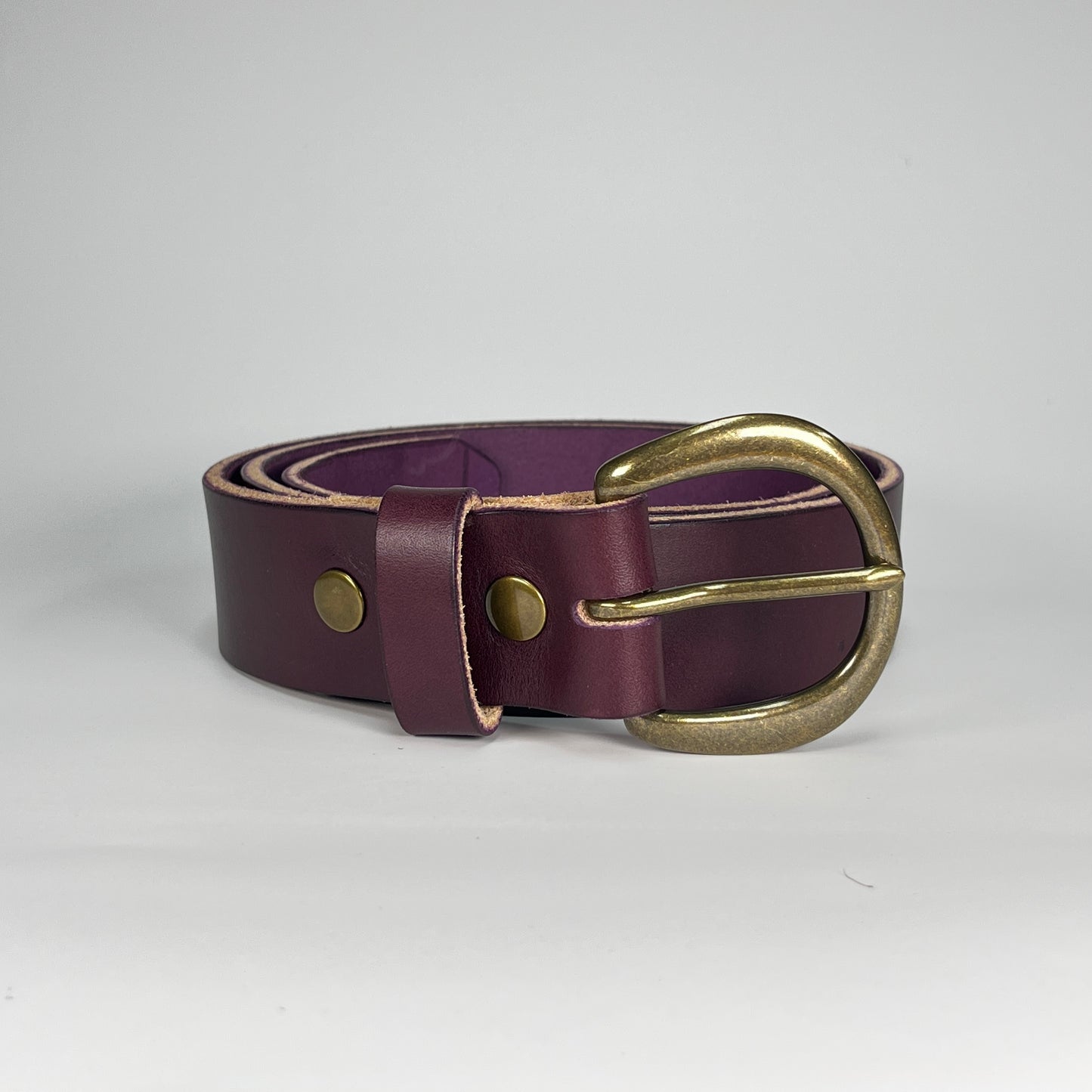 1-1/2" Leather Belt - Eggplant