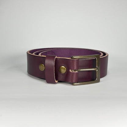 1-1/2" Leather Belt - Eggplant