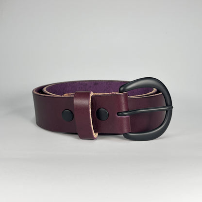 1-1/2" Leather Belt - Eggplant