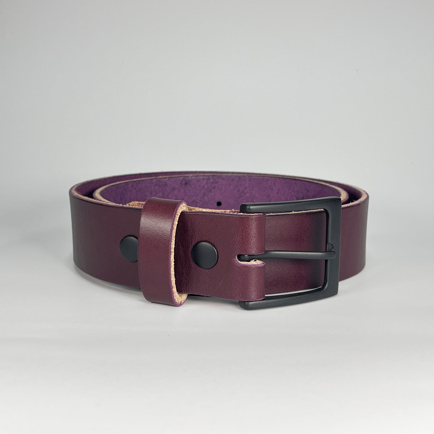 1-1/2" Leather Belt - Eggplant