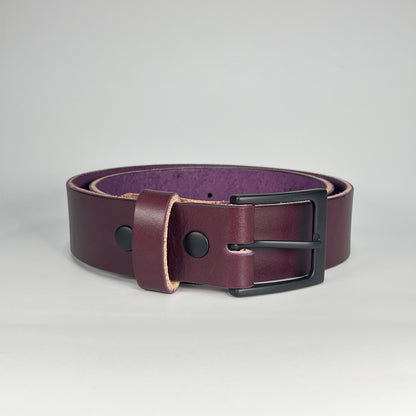 1-1/2" Leather Belt - Eggplant
