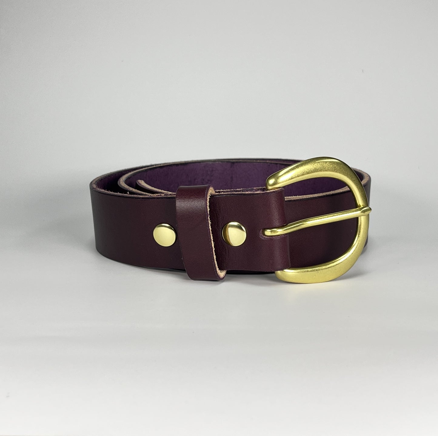 1-1/2" Leather Belt - Eggplant