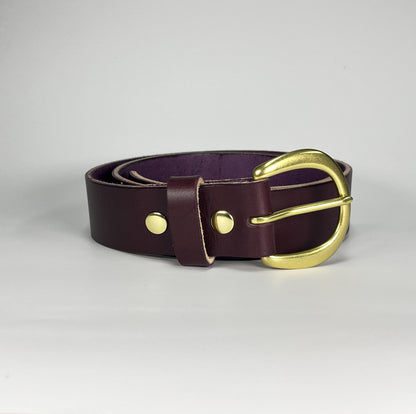 1-1/2" Leather Belt - Eggplant