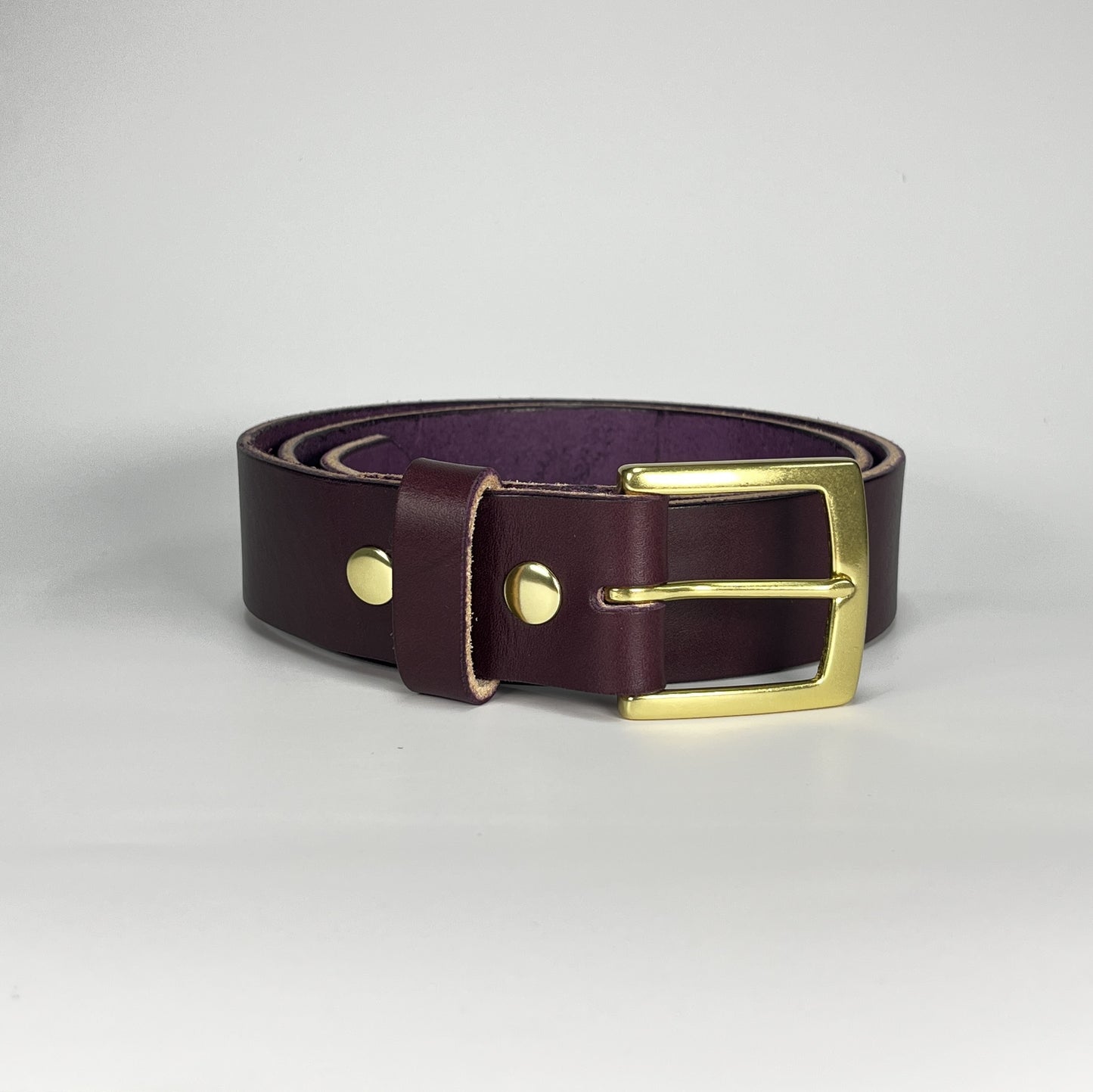 1-1/2" Leather Belt - Eggplant