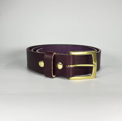 1-1/2" Leather Belt - Eggplant