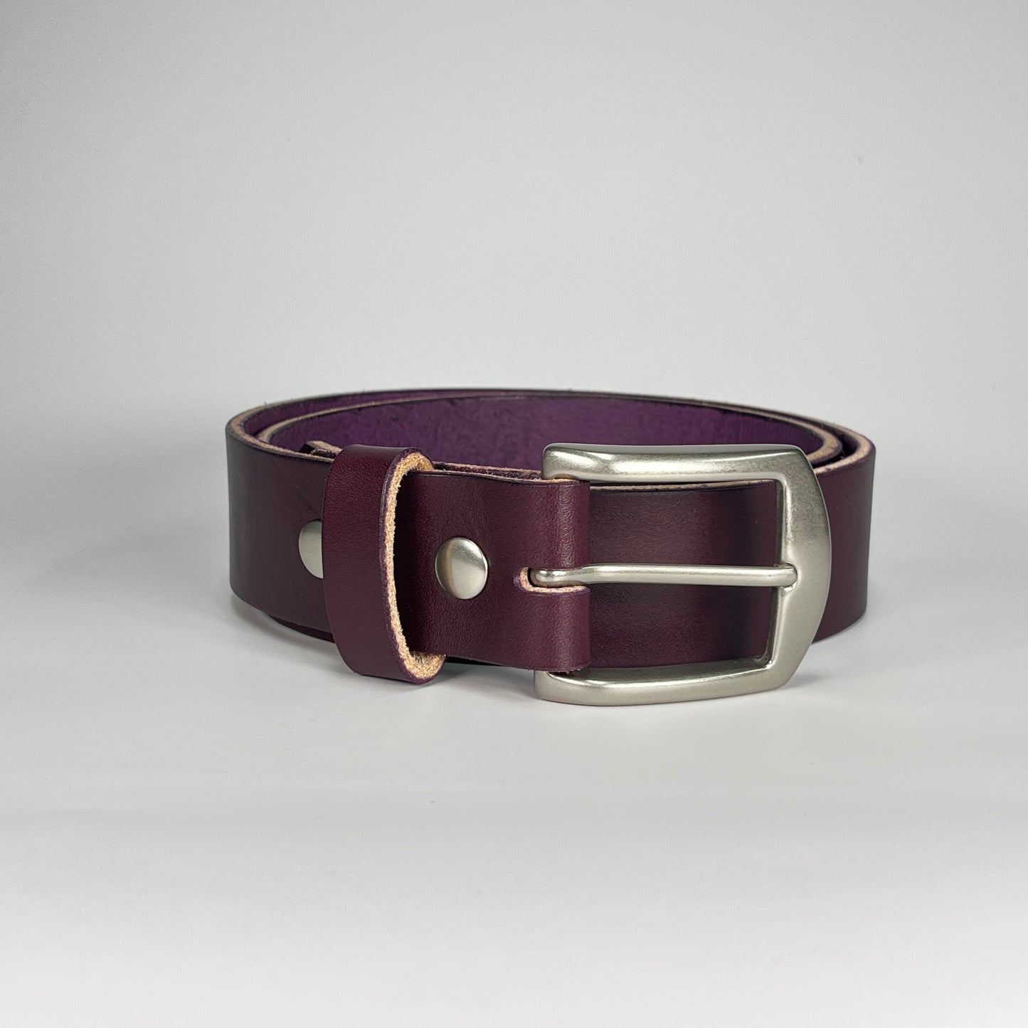 1-1/2" Leather Belt - Eggplant